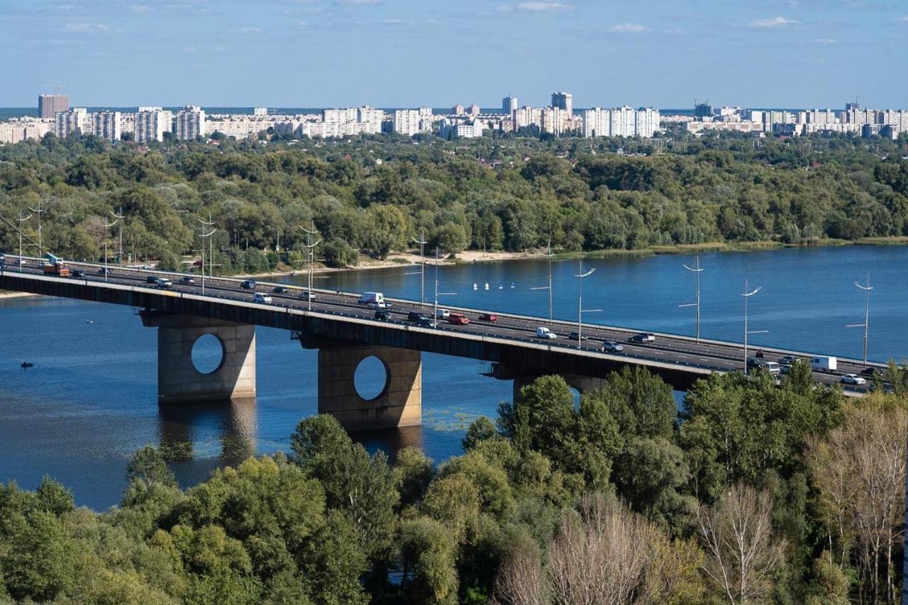 Exquisite panoramic views apartment Dnipro embankment Kyiv Exterior foto